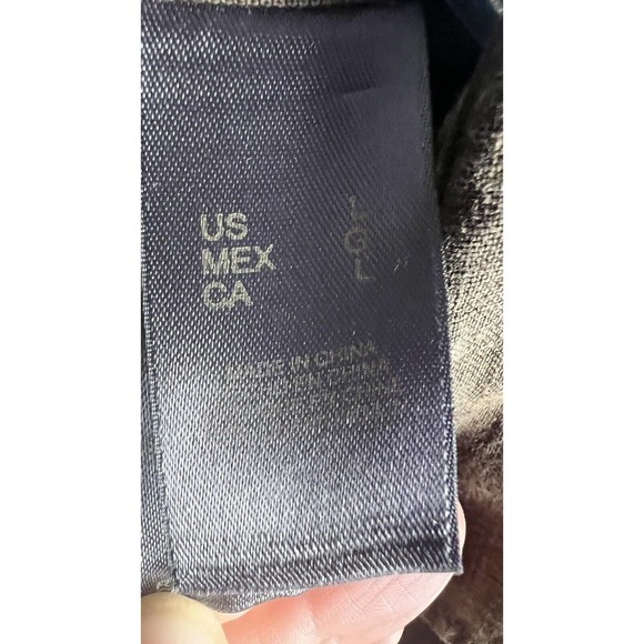 Liz Claiborne Linen Button Up Brown Sz L Top Roll Tab Sleeves - Picture 7 of 11